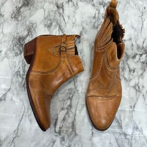 Vintage Father & Son Tan Brown Distressed Leather Old West Cowboy Boots Size 8 D